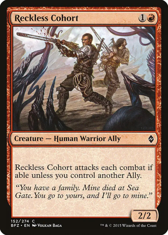 Reckless Cohort [Battle for Zendikar] - MTG Single