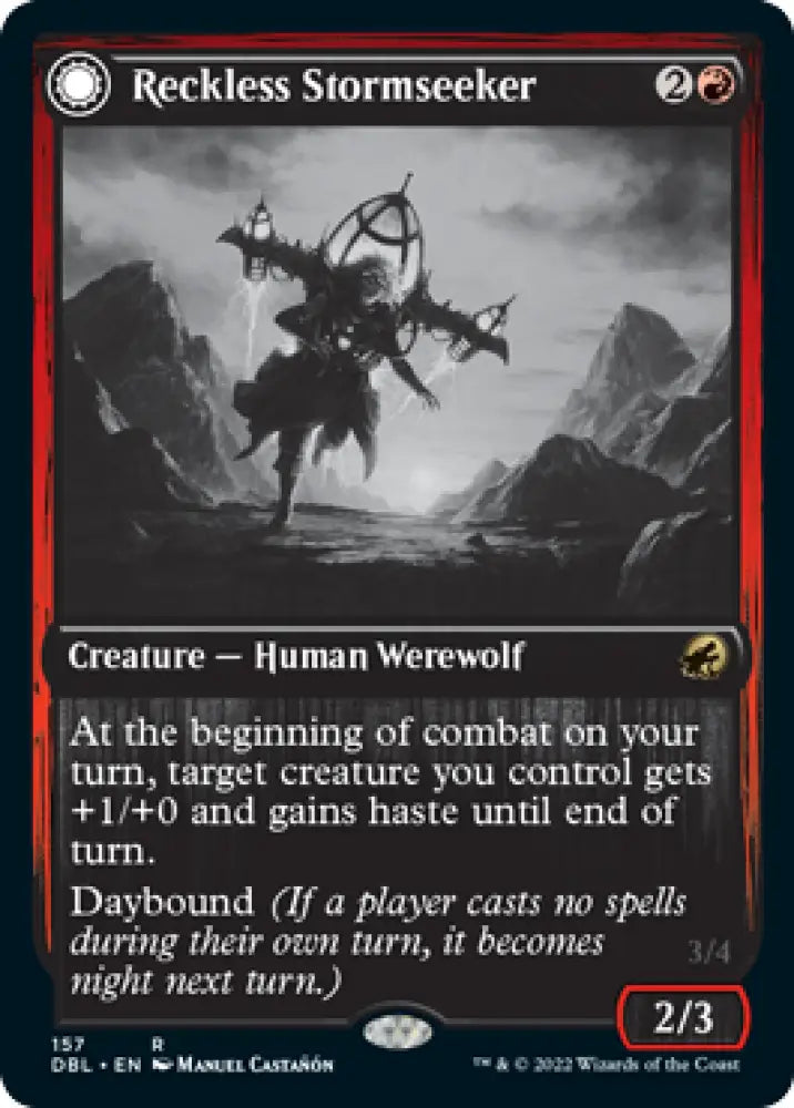 Reckless Stormseeker // Storm-Charged Slasher [Innistrad: Double Feature] - MTG Single