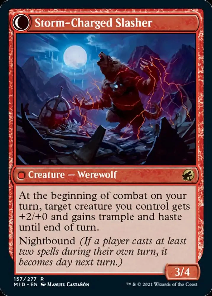 Reckless Stormseeker // Storm-Charged Slasher [Innistrad: Midnight Hunt] - MTG Single