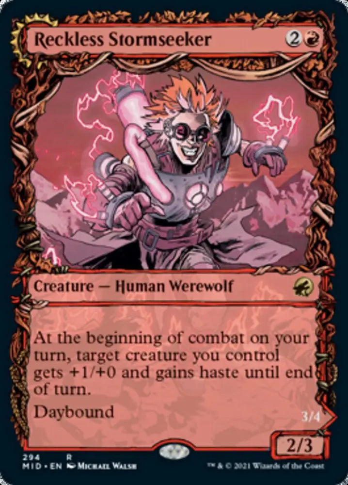 Reckless Stormseeker // Storm-Charged Slasher (Showcase Equinox) [Innistrad: Midnight Hunt] - MTG Single