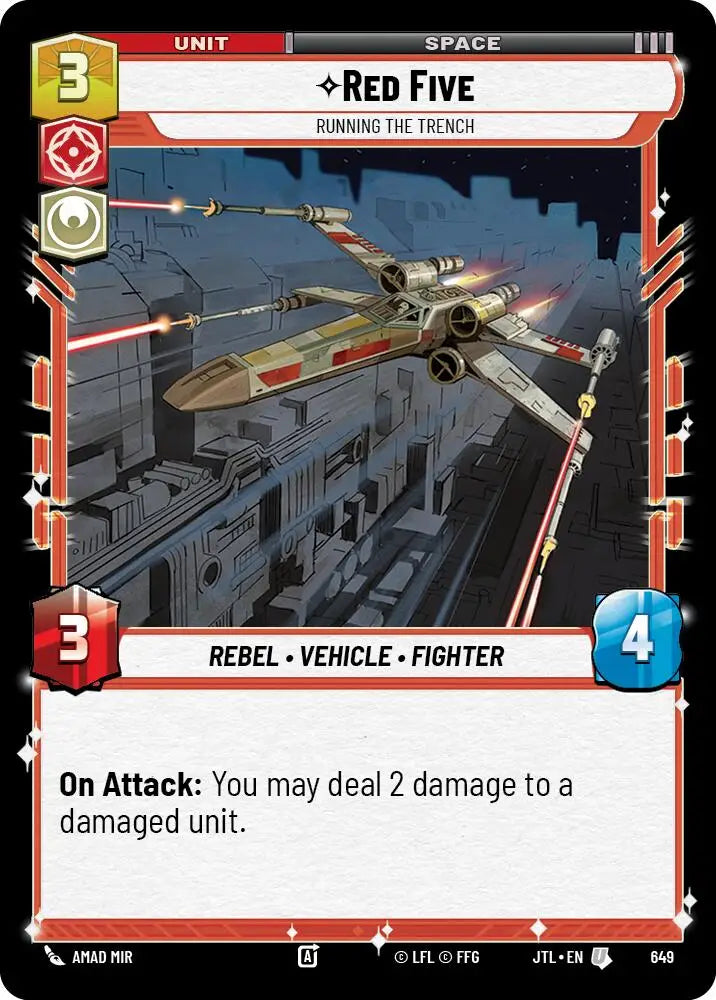 Red Five - Running the Trench (Foil) (649) [Jump to Lightspeed] - Star Wars: Unlimited Single