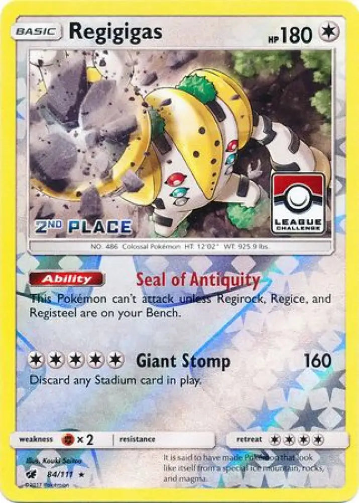 Regigigas (84/111) (League Promo 2nd Place) [Sun & Moon: Crimson Invasion] - Pokemon Single