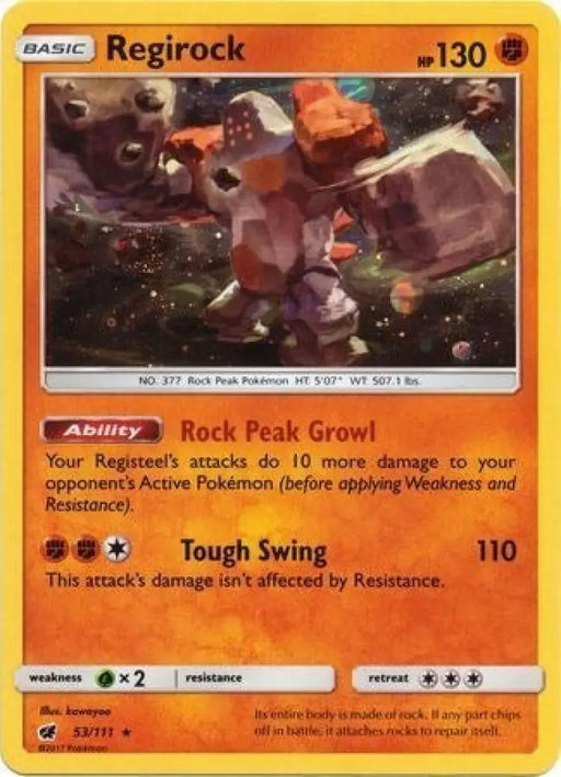 Regirock (53/111) (Cosmos Holo) [Sun & Moon: Crimson Invasion] - Pokemon Single