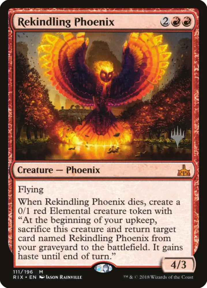 Rekindling Phoenix (Promo Pack) [Rivals of Ixalan Promos] - MTG Single