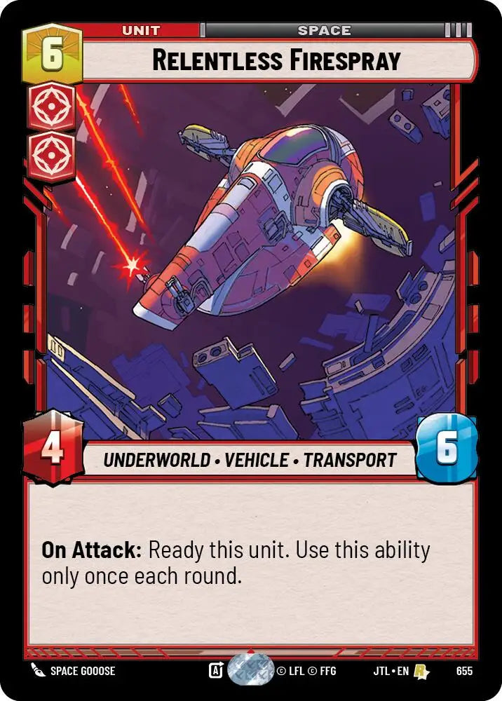 Relentless Firespray (Foil) (655) [Jump to Lightspeed] - Star Wars: Unlimited Single