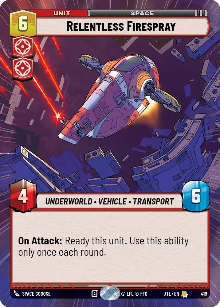 Relentless Firespray (Hyperspace) (419) [Jump to Lightspeed] - Star Wars: Unlimited Single