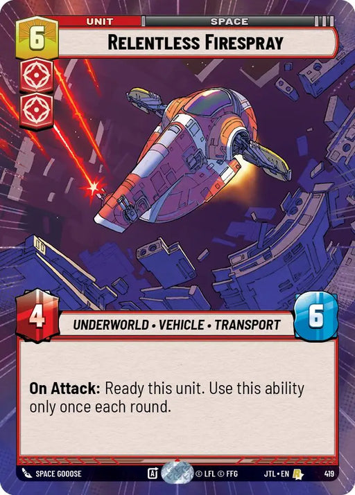 Relentless Firespray (Hyperspace) (419) [Jump to Lightspeed] - Star Wars: Unlimited Single