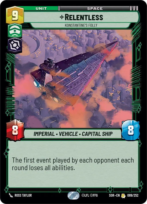 Relentless - Konstantine’s Folly (089/252) [Spark of Rebellion] - Star Wars: Unlimited Single