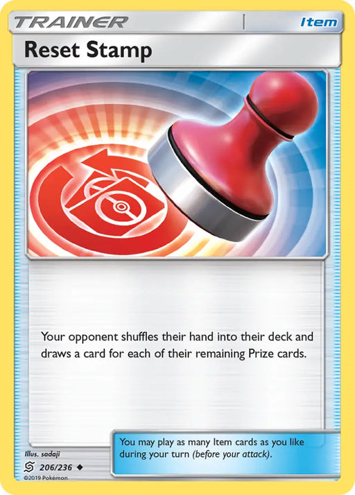 Reset Stamp (206/236) [Sun & Moon: Unified Minds] - Pokemon Single