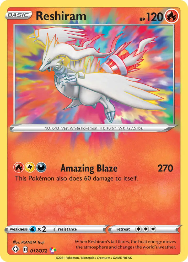 Reshiram (017/072) [Sword & Shield: Shining Fates] - Pokemon Single
