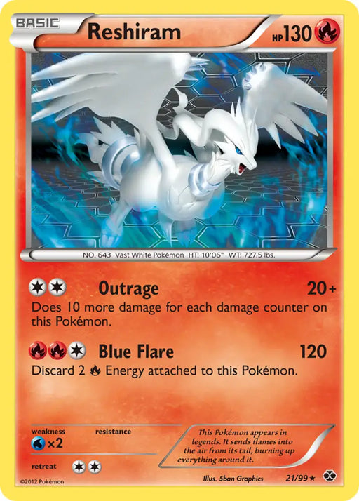 Reshiram (21/99) [Black & White: Next Destinies] - Pokemon Single