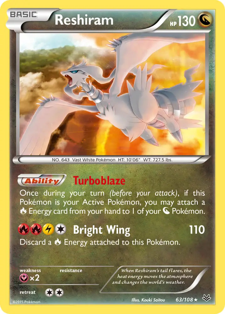 Reshiram (63/108) [XY: Roaring Skies] - Pokemon Single