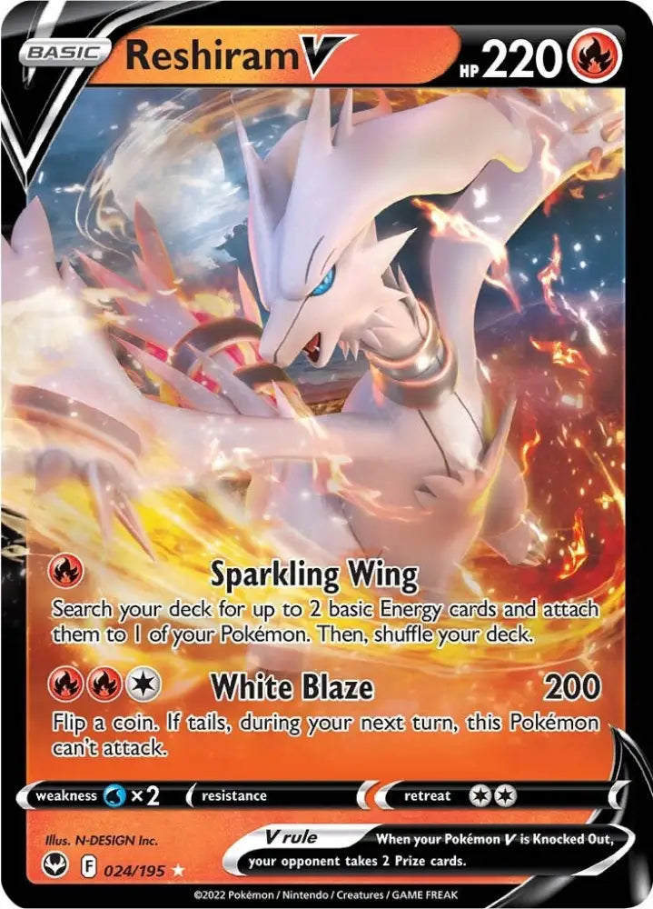 Reshiram V (024/195) [Sword & Shield: Silver Tempest] - Pokemon Single