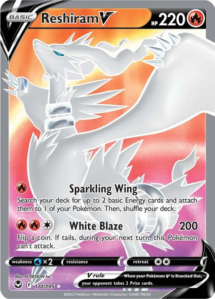 Reshiram V (172/195) [Sword & Shield: Silver Tempest] - Pokemon Single