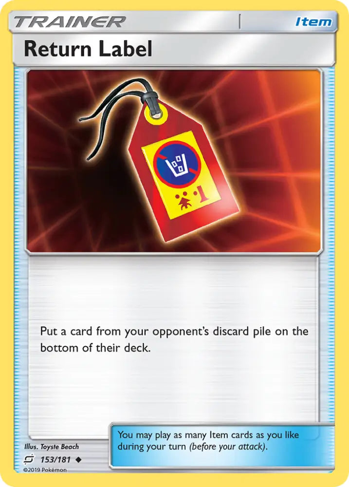 Return Label (153/181) [Sun & Moon: Team Up] - Pokemon Single