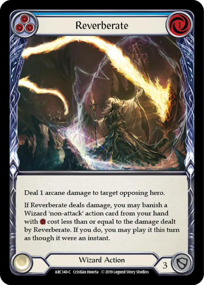 Reverberate (Blue) [Arcane Rising 1st Edition] 1st Edition Rainbow Foil - Flesh And Blood Single