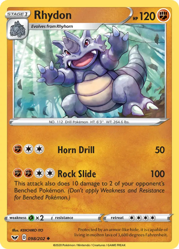 Rhydon (098/202) [Sword & Shield: Base Set] - Pokemon Single