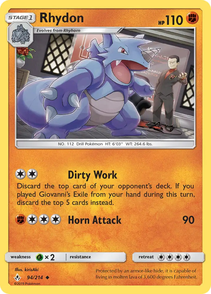 Rhydon (94/214) [Sun & Moon: Unbroken Bonds] - Pokemon Single