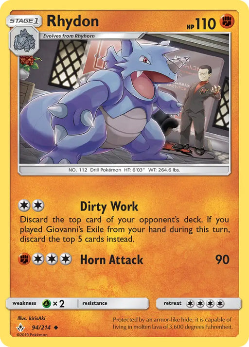 Rhydon (94/214) [Sun & Moon: Unbroken Bonds] - Pokemon Single