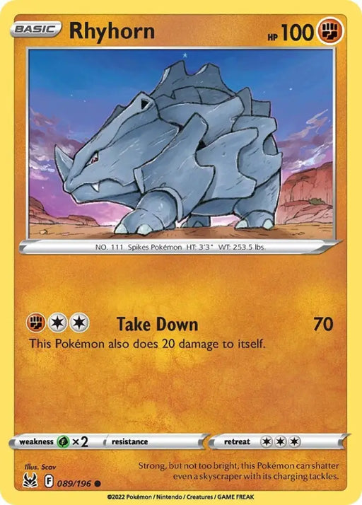 Rhyhorn (089/196) [Sword & Shield: Lost Origin] - Pokemon Single