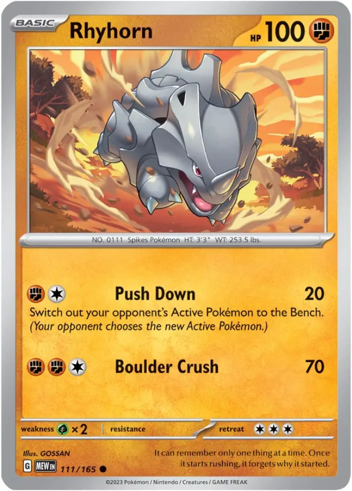 Rhyhorn (111/165) [Scarlet & Violet 151] - Pokemon Single