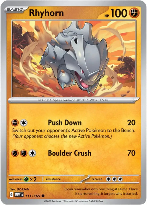 Rhyhorn (111/165) [Scarlet & Violet 151] - Pokemon Single