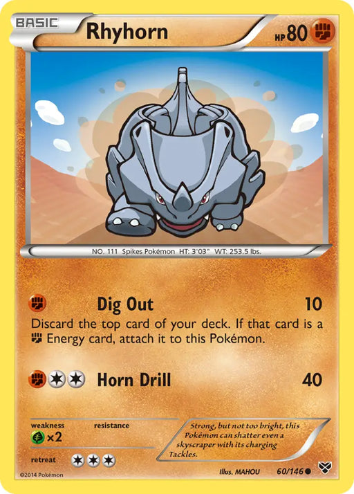 Rhyhorn (60/146) [XY: Base Set] - Pokemon Single