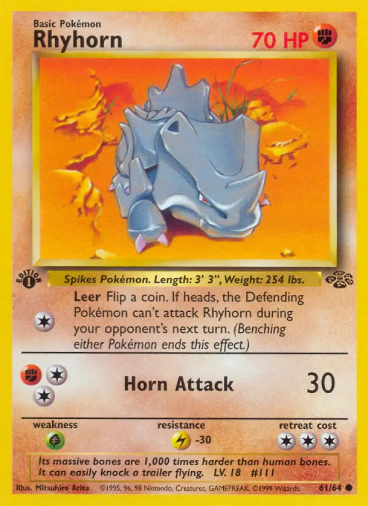 Rhyhorn (61/64) [Jungle 1st Edition] - Pokemon Single