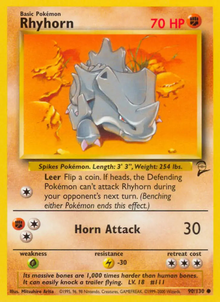 Rhyhorn (90/130) [Base Set 2] - Pokemon Single