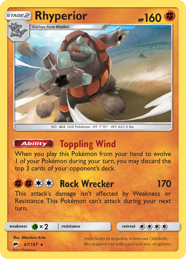 Rhyperior (67/147) [Sun & Moon: Burning Shadows] - Pokemon Single