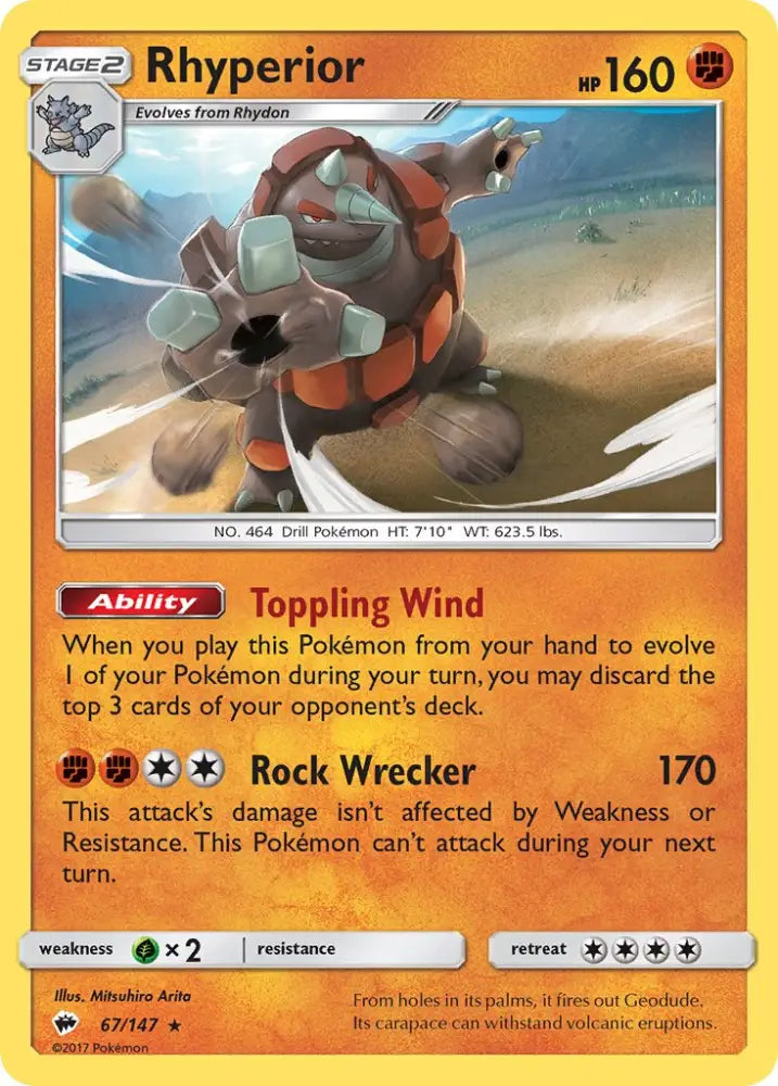 Rhyperior (67/147) (Theme Deck Exclusive) [Sun & Moon: Burning Shadows] - Pokemon Single