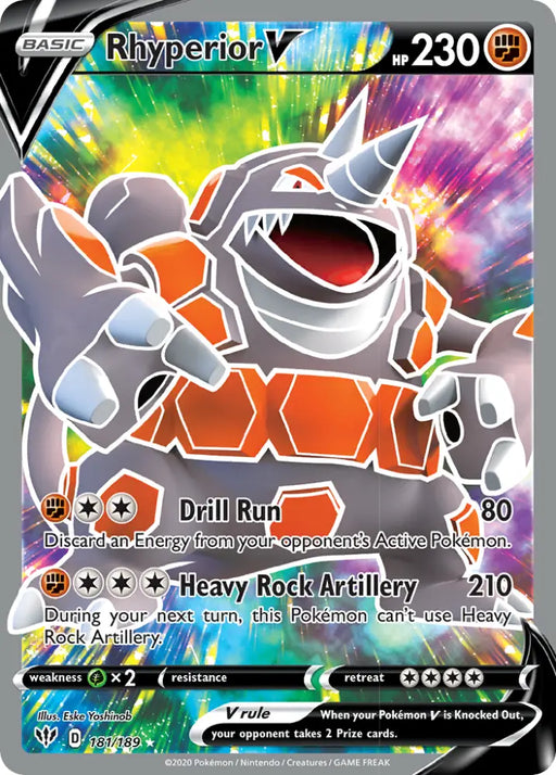 Rhyperior V (181/189) [Sword & Shield: Darkness Ablaze] - Pokemon Single