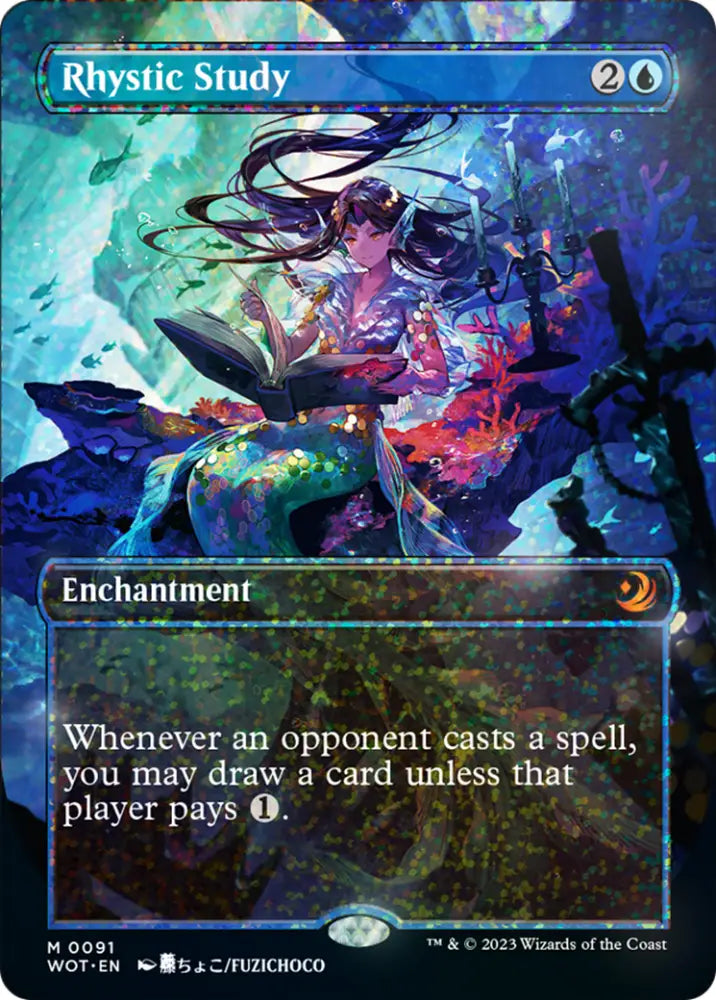 Rhystic Study (Anime Borderless) (Confetti Foil) [Wilds of Eldraine: Enchanting Tales] - MTG Single