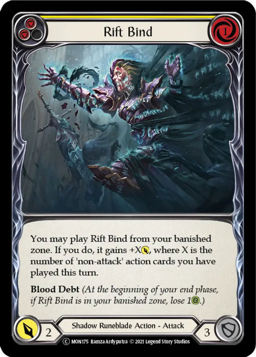 Rift Bind (Yellow) [Monarch Unlimited] Unlimited Rainbow Foil - Flesh And Blood Single