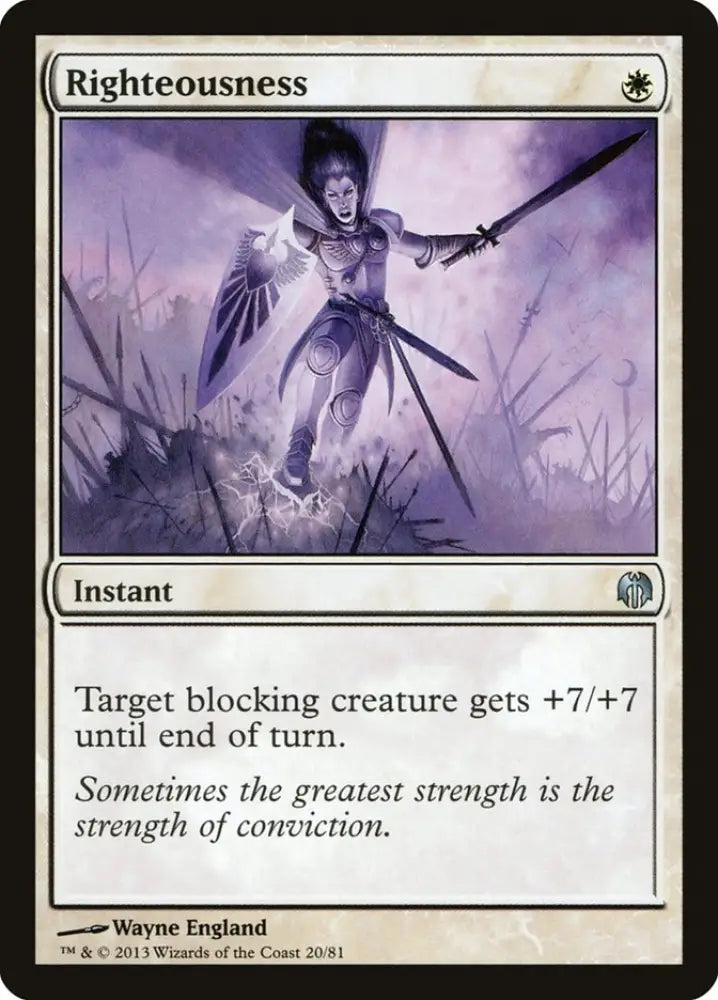 Righteousness [Duel Decks: Heroes vs. Monsters] - MTG Single