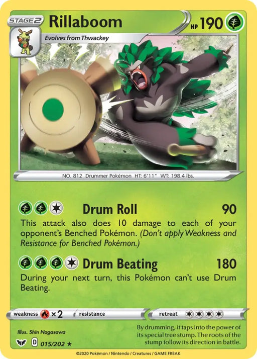 Rillaboom (015/202) (Cracked Ice Holo) (Theme Deck Exclusive) [Sword & Shield: Base Set] - Pokemon Single
