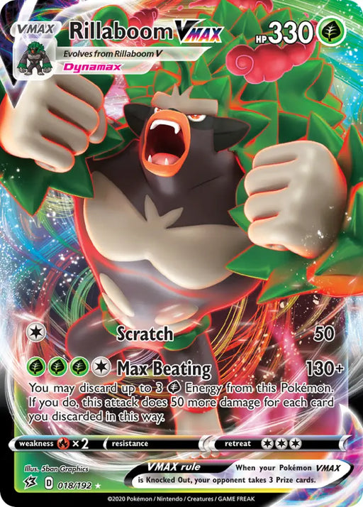 Rillaboom VMAX (018/192) [Sword & Shield: Rebel Clash] - Pokemon Single