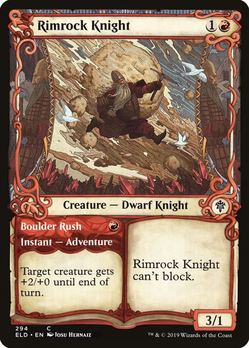 Rimrock Knight // Boulder Rush (Showcase) [Throne of Eldraine] - MTG Single
