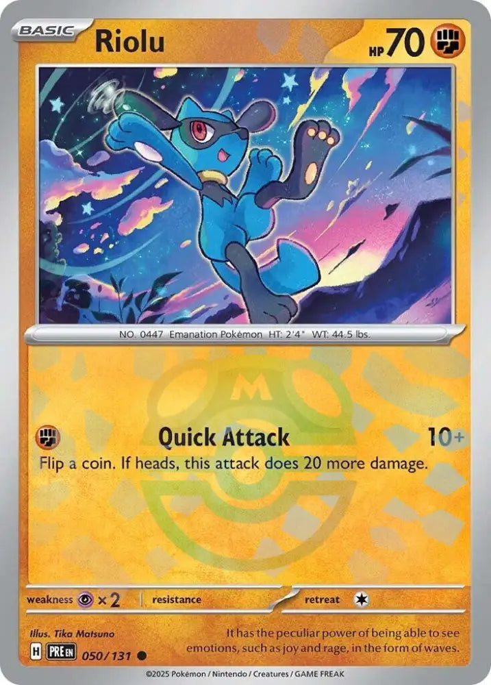 Riolu (050/131) (Master Ball Pattern) [Scarlet & Violet: Prismatic Evolutions] - Pokemon Single