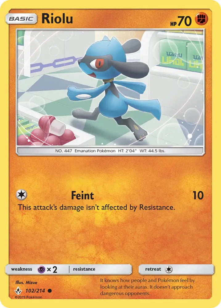 Riolu (102/214) [Sun & Moon: Unbroken Bonds] - Pokemon Single