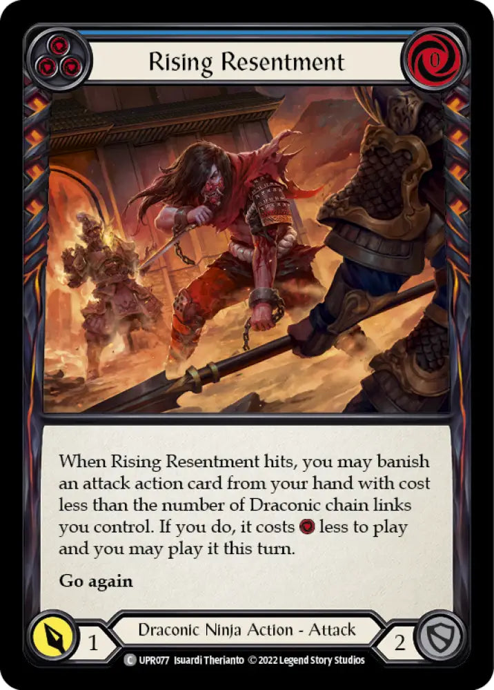 Rising Resentment (Blue) [Uprising] Rainbow Foil - Flesh And Blood Single