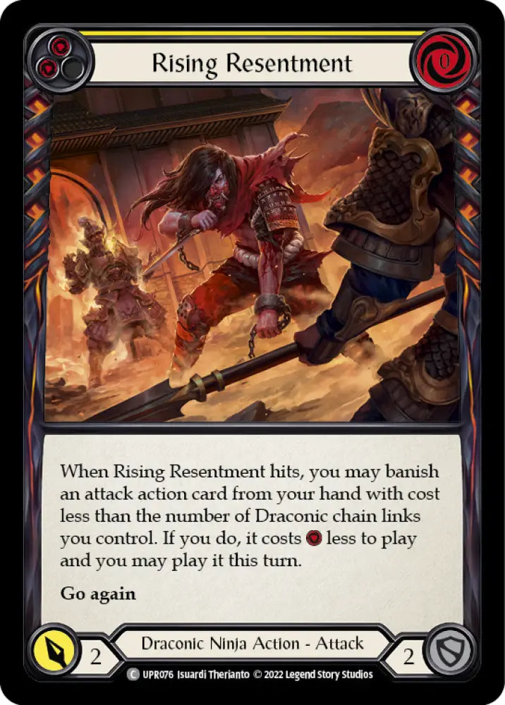 Rising Resentment (Yellow) [Uprising] Rainbow Foil - Flesh And Blood Single