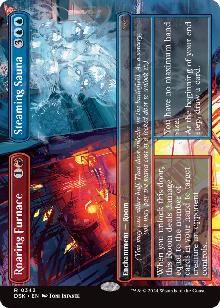 Roaring Furnace // Steaming Sauna (Borderless) [Duskmourn: House of Horror] - MTG Single