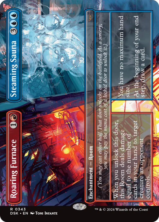 Roaring Furnace // Steaming Sauna (Borderless) [Duskmourn: House of Horror] - MTG Single
