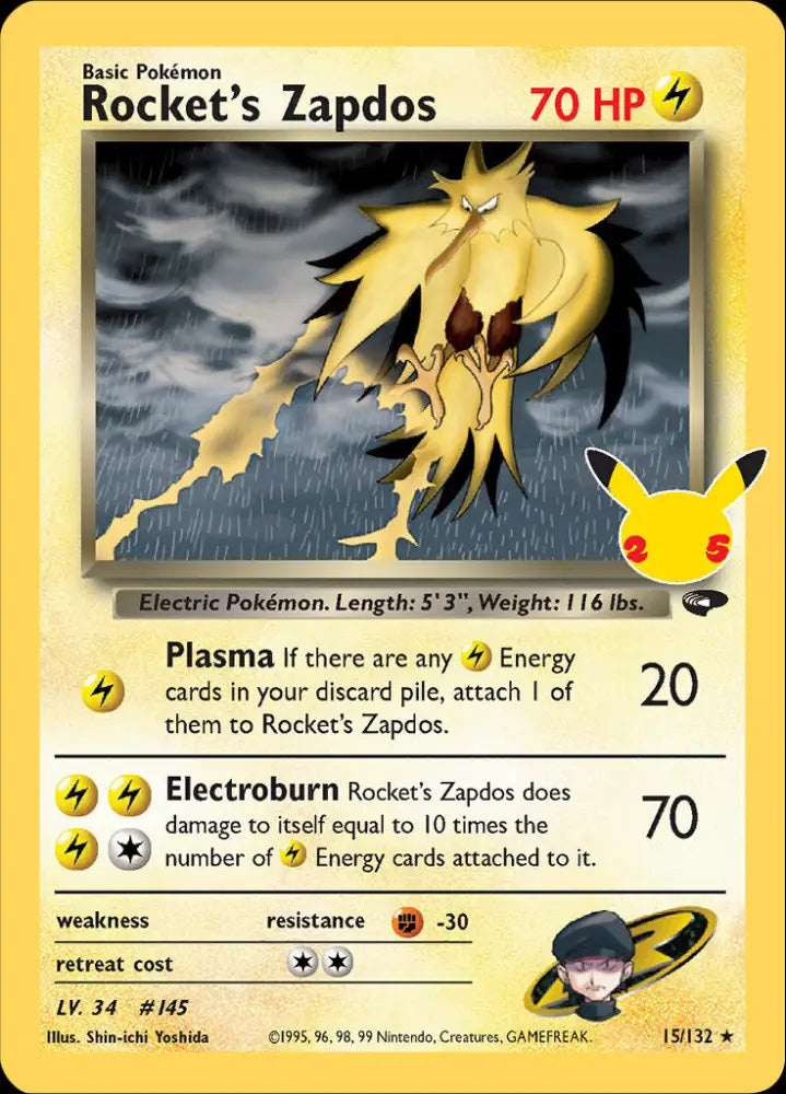 Rocket’s Zapdos (15/132) [Celebrations: 25th Anniversary - Classic Collection] - Pokemon Single