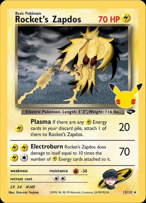 Rocket’s Zapdos (15/132) [Celebrations: 25th Anniversary - Classic Collection] - Pokemon Single