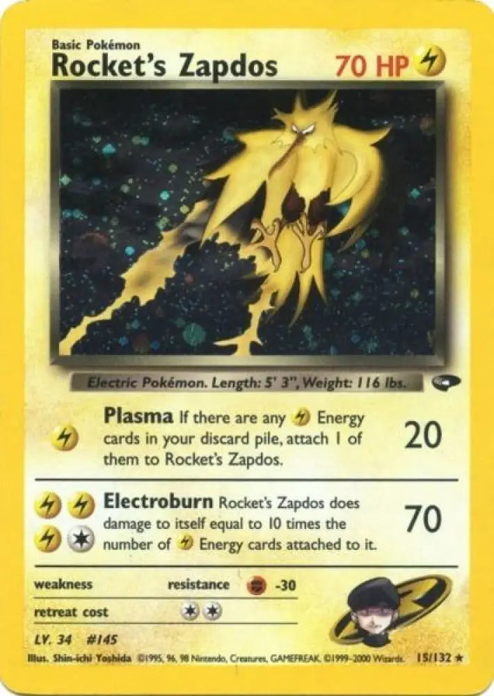 Rocket’s Zapdos (15/132) [Gym Challenge Unlimited] - Pokemon Single