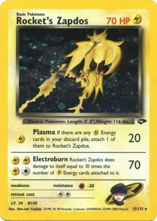 Rocket’s Zapdos (15/132) [Gym Challenge Unlimited] - Pokemon Single