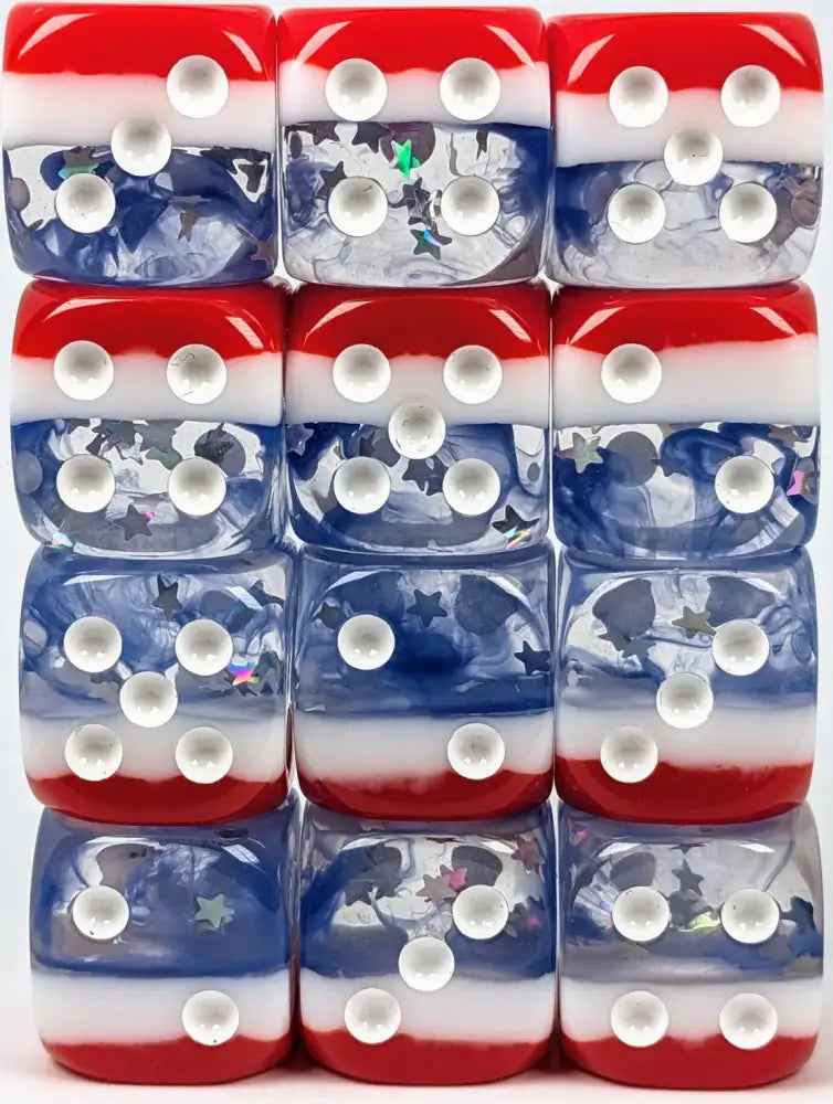 Role 4 Initiative Set of 12d6 Pips Dice: Stars & Stripes 18mm - Accessoire