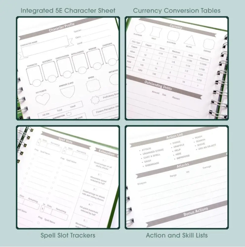 Roll & Play - DnD Character Quest Notebook Wild Green - Role Playing Game